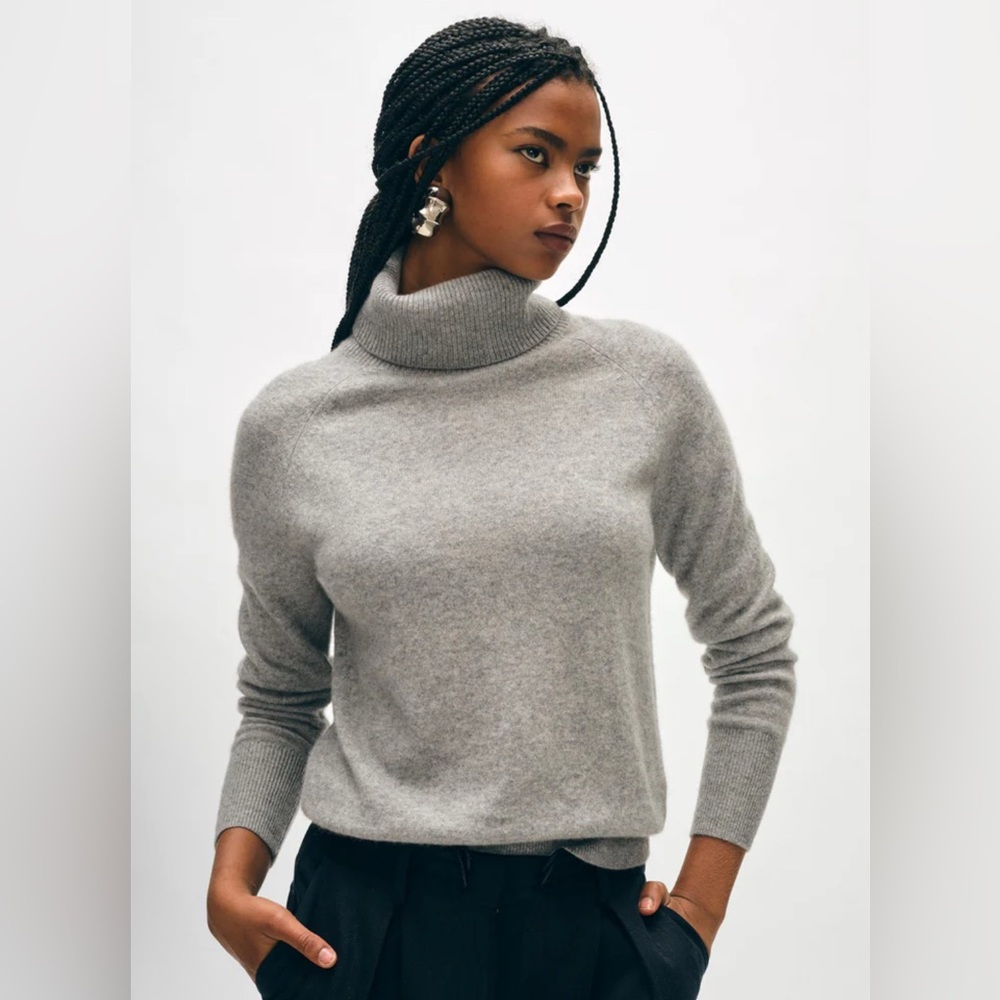 WHITE + WARREN Cashmere Turtleneck L Large gray